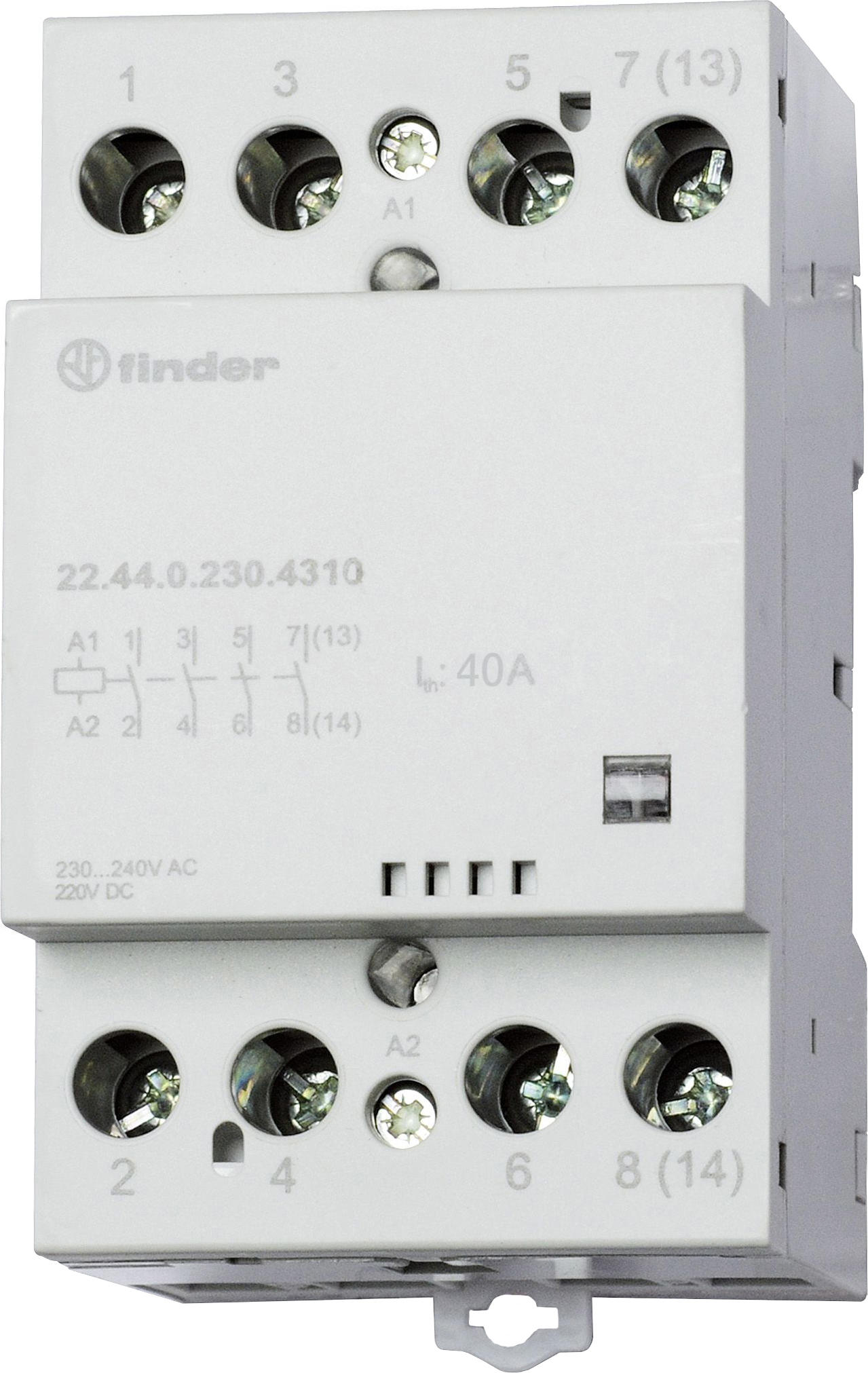 Finder Schütz für Reiheneinbau 4S, 40A 22.44.0.230.4310