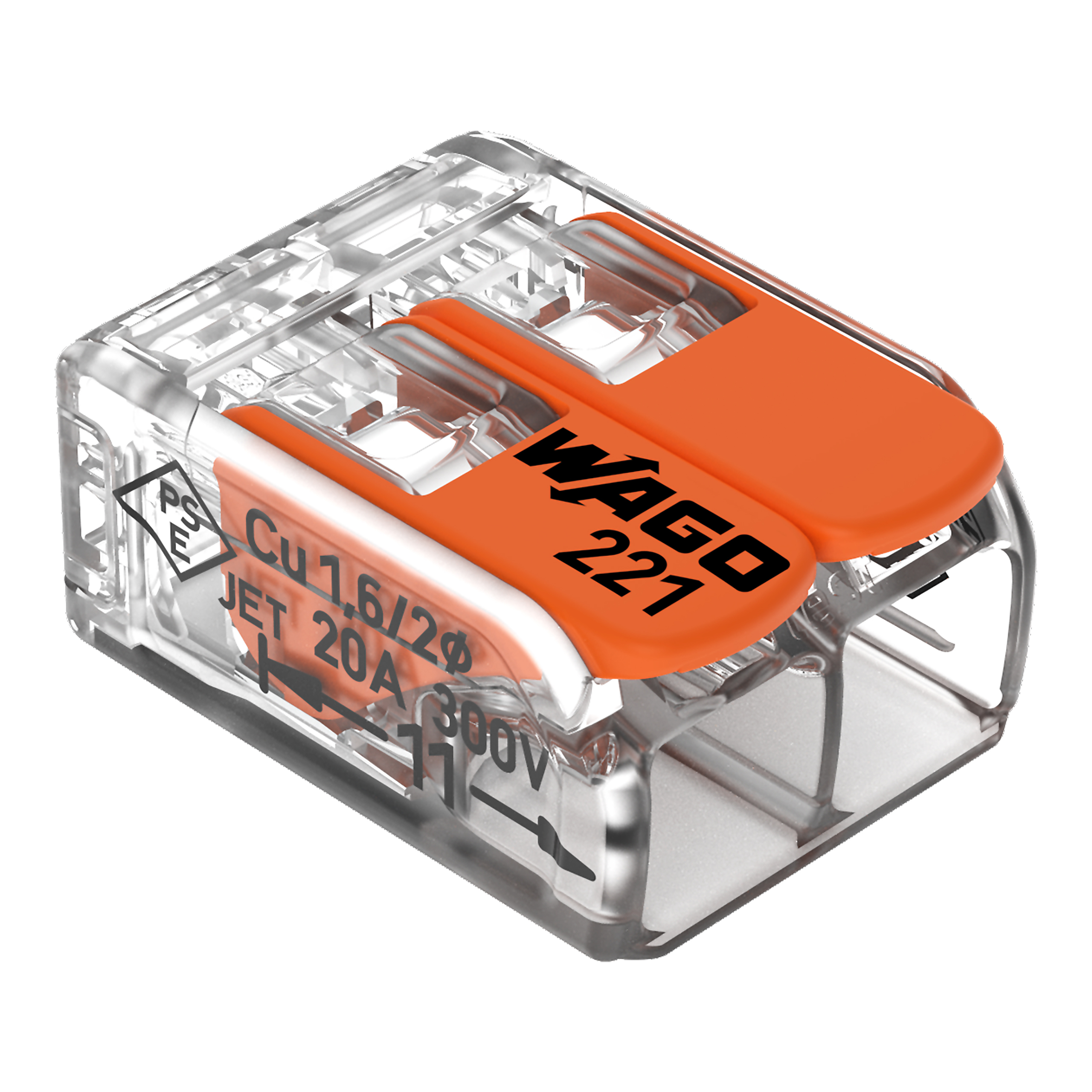 100 STK WAGO GmbH & Co. KG Compact-Verbindungsklemme 2-Leiter bis 4qmm 221-412