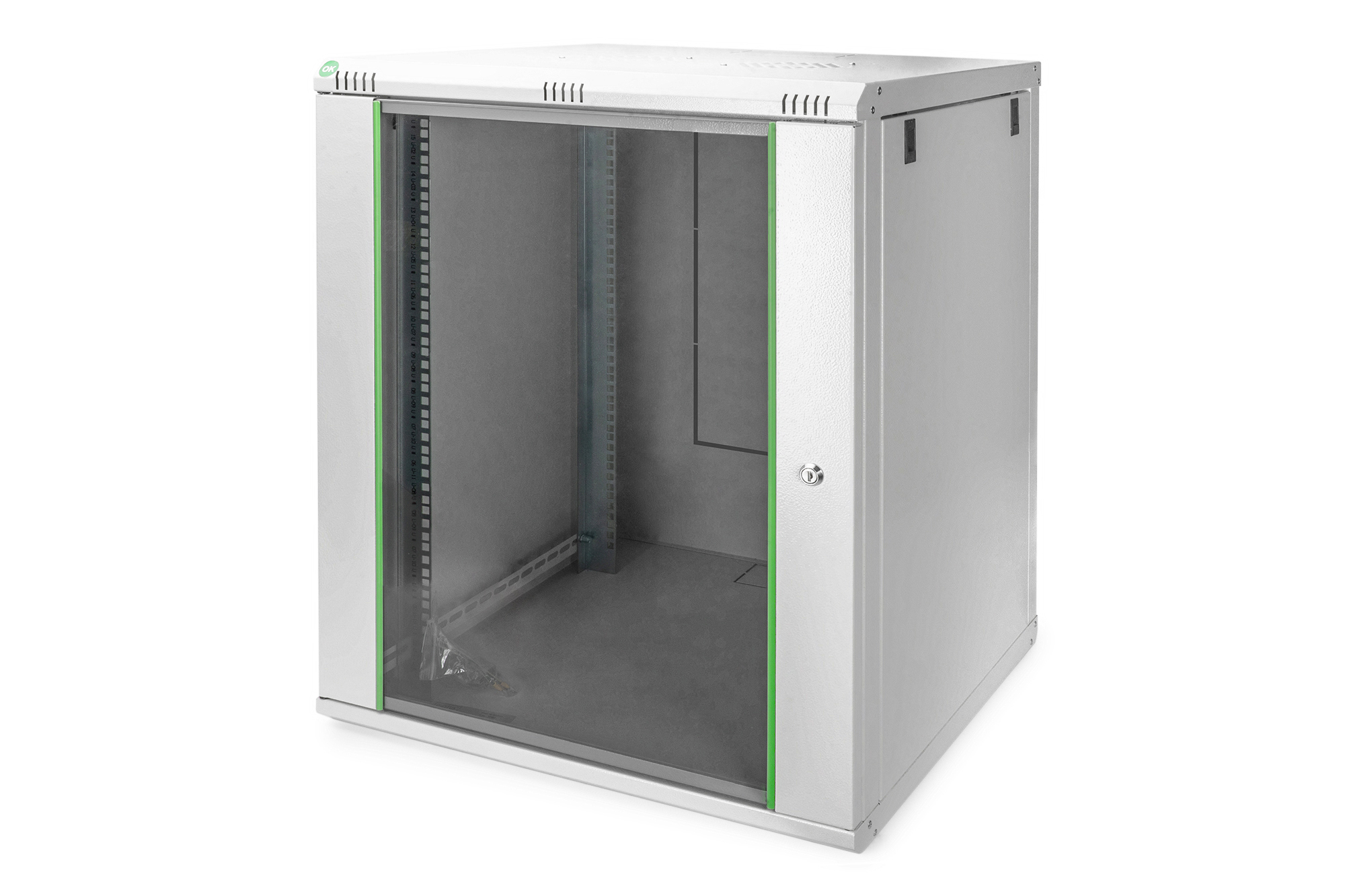 Assmann Electr. Wandschrank mit Glastür 16HE 600x600 grau DN-19 16U-6/6-EC
