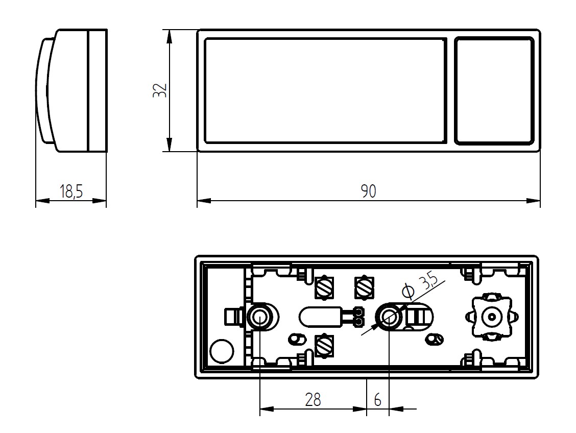 Grothe Klingeltaster AP 32x90x18,5mm, ws MONTILUX 2154