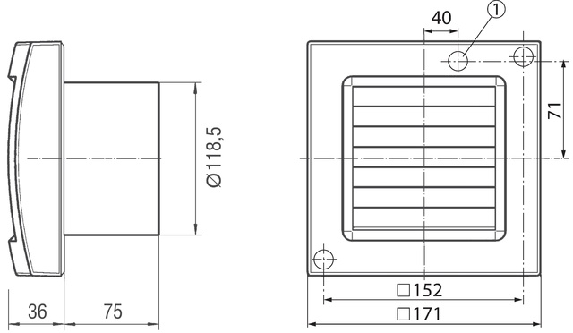 Maico Ventilator 19W,180cbm/h,IP34 ECA 120 K Maico Ventilator 19W,180cbm/h,IP34 ECA 120 K
