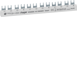 Hager Phasenschiene 12 Module 63A L1L2L3N-L1L2L3N KDS463A