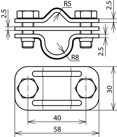 DEHN UNI-Trennklemme NIRO m.Platte f.Rd8-10/16 UTK 8.10 16 ZP V2A