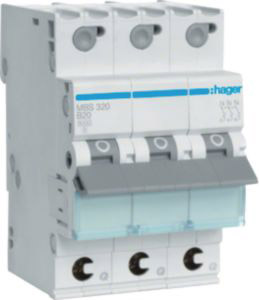 Hager Leitungsschutzschalter 3p. B-20A,6kA,3M QC MBS320