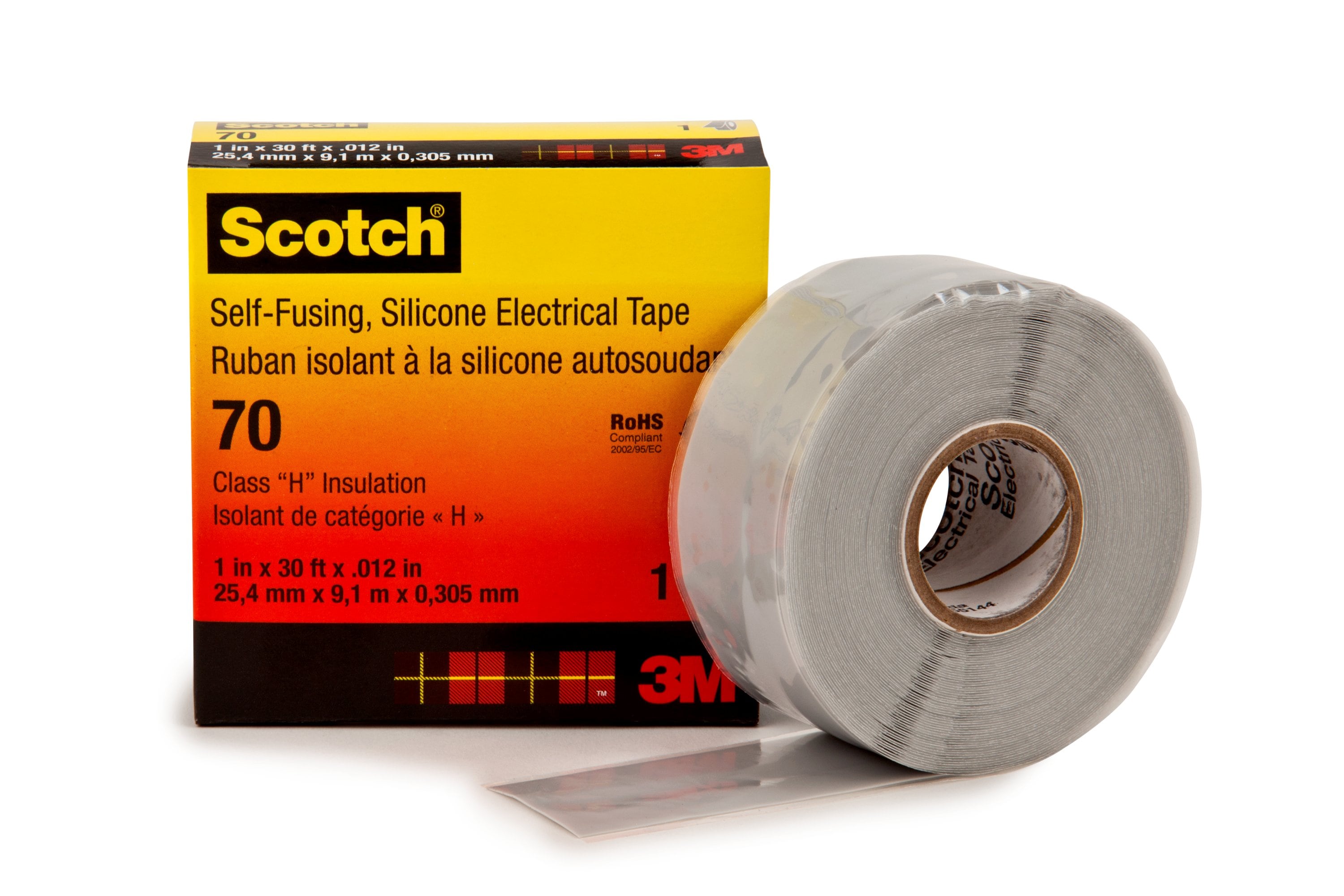 3M Deutschland Silikon Isolierband 25 mm x 9 m,hellgrau Scotch 70 25x9