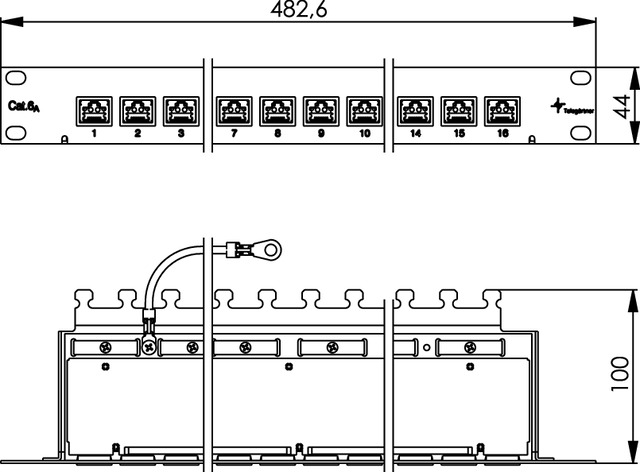 Telegärtner PatchPanel MPP16-HS Cat.6A RAL7035 100006996