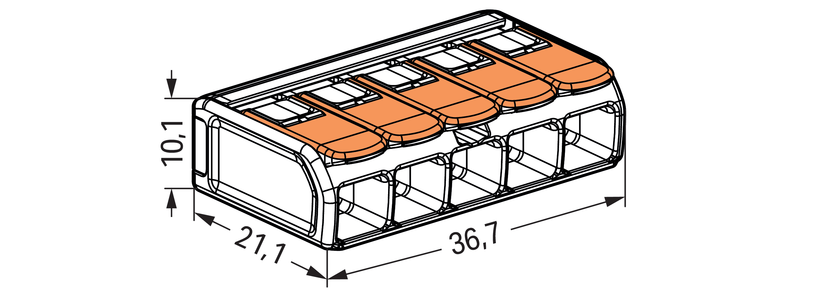 15 STK WAGO GmbH & Co. KG Compact-Verbindungsklemme 5-Leiter bis 6qmm 221-615