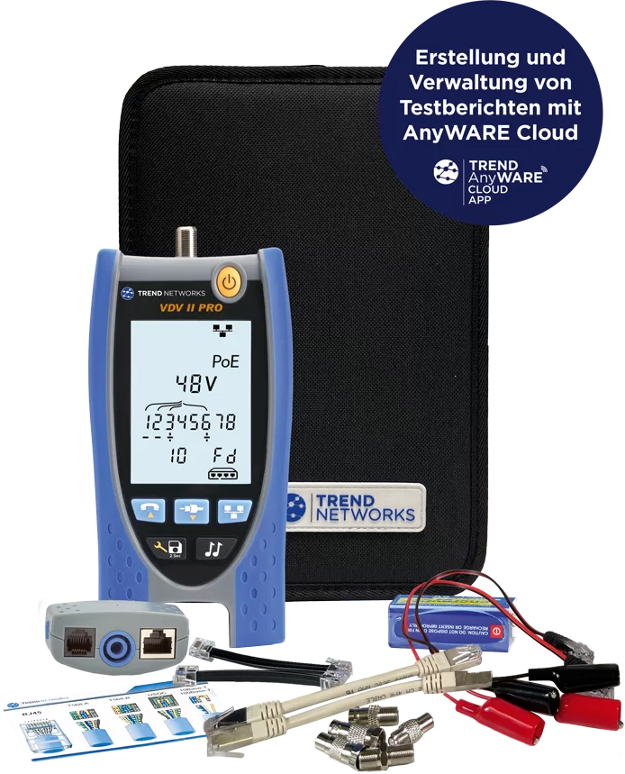 TREND Networks Verdrahtungstester BT/Report-Funktion VDV II Pro BT