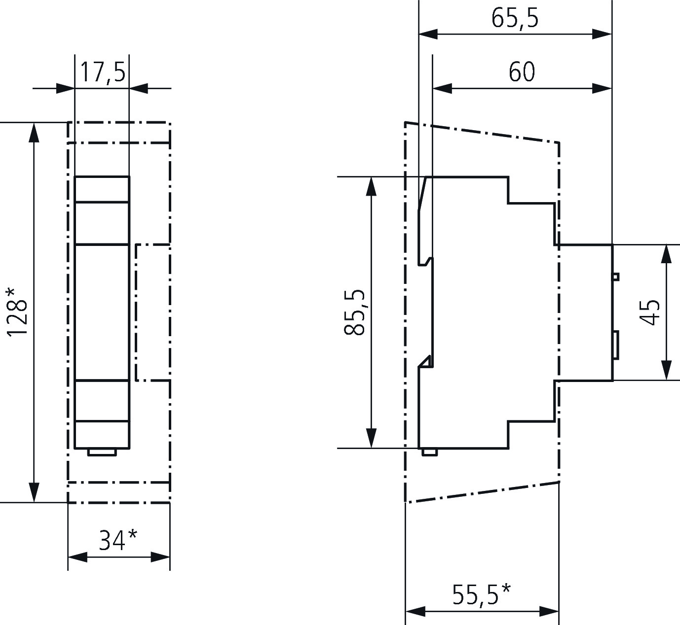 Theben Reiheneinbau-Dimmer f.ESL u.230V LED-Lp. DIMAX 532 plus