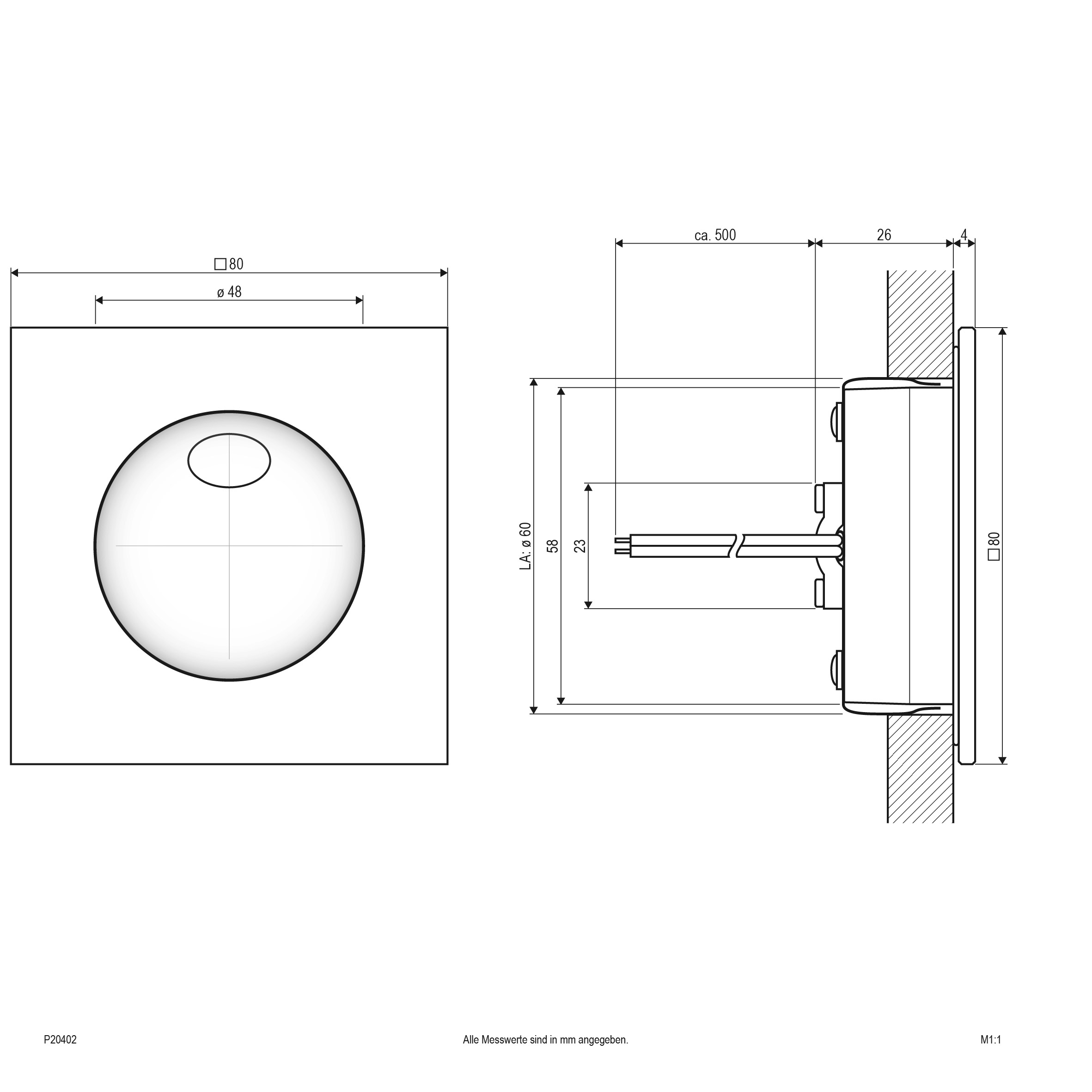 EVN Lichttechnik P-LED Wandeinbauleuchte IP54 700mA 2W 3000K P20402 ws