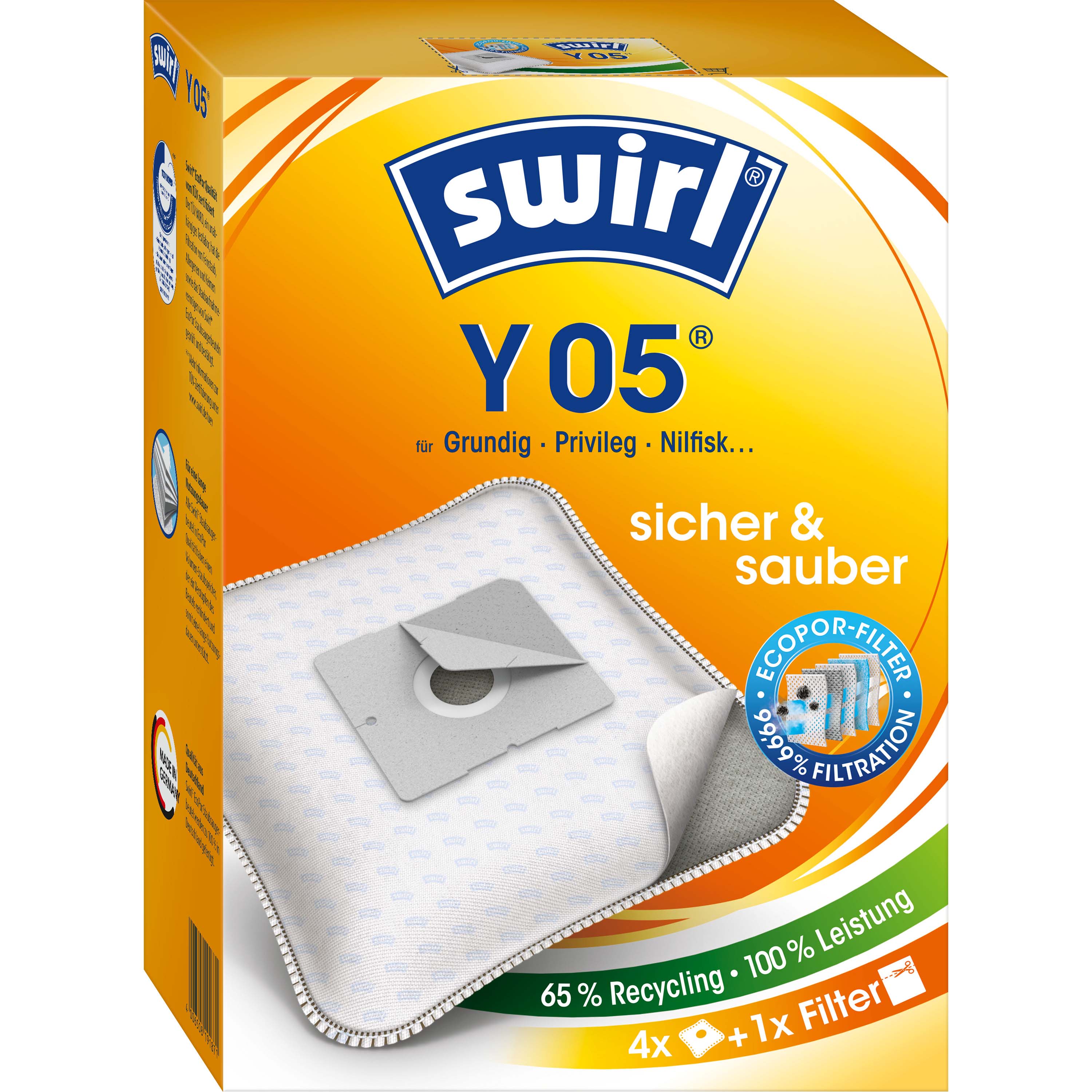 Melitta SDA Staubbeutel für übrige Marken Y 05 EcoPor VE4