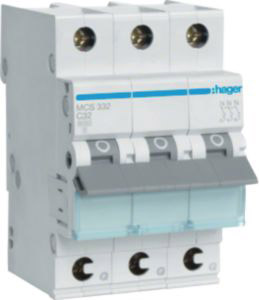 Hager Leitungsschutzschalter 3p. C-32A 6kA 3M QC MCS332