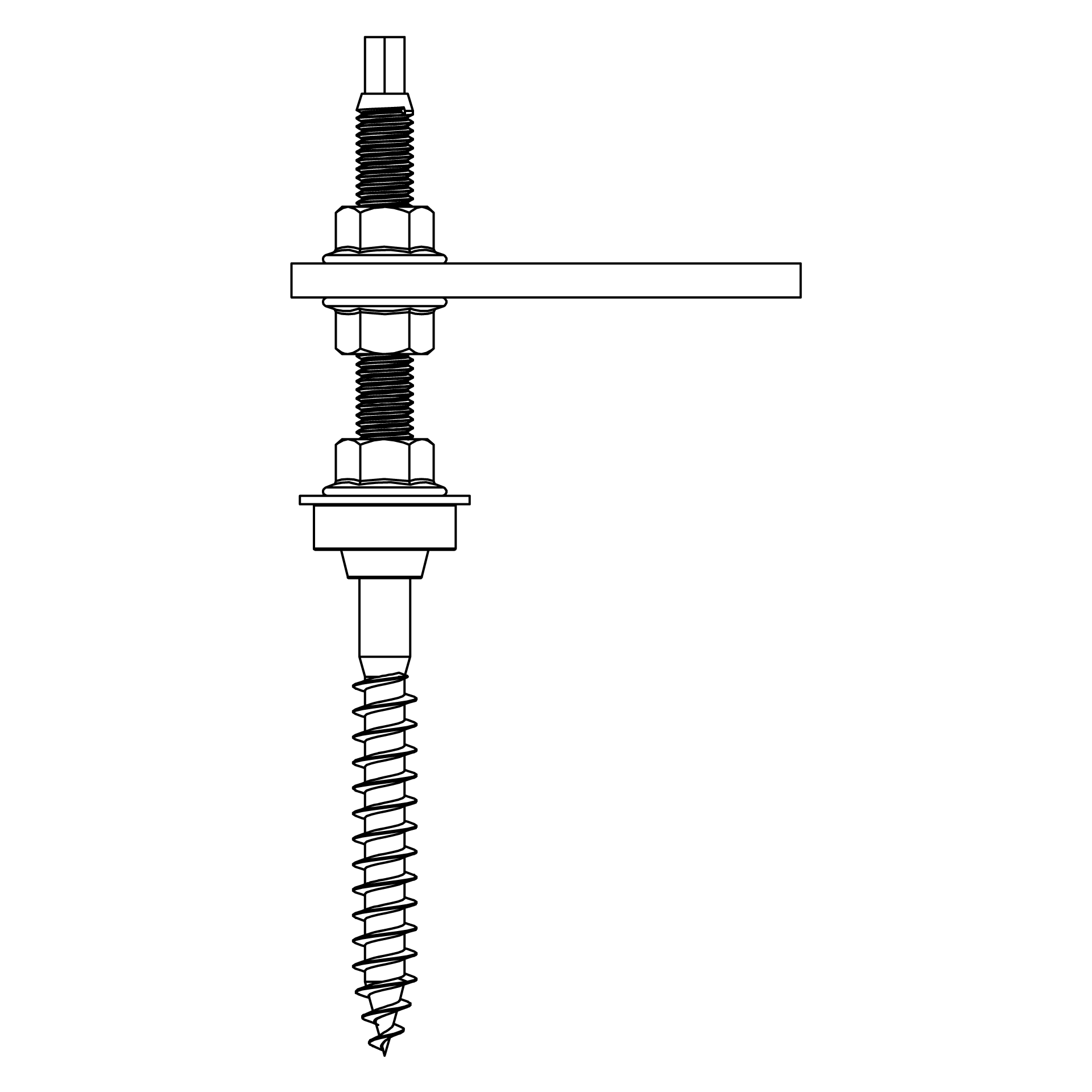K2 Systems Stockschraube M10x180, vormontiert 2000120