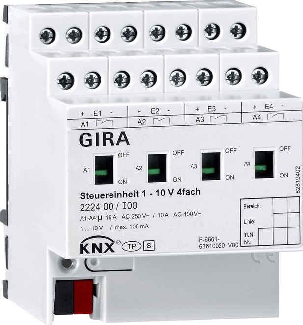 Gira Steuereinheit 1-10V 4fach Hand KNX 222400