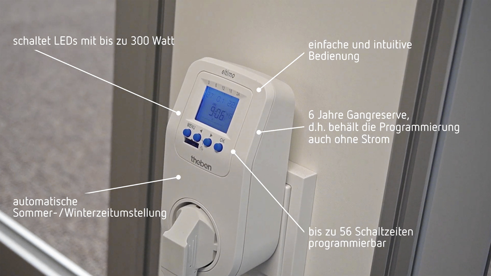 theben-eltimo 020 Astro top3 Digitale Steckdosen-Zeitschaltuhr, Wochenprogramm, minutengenau 0200170