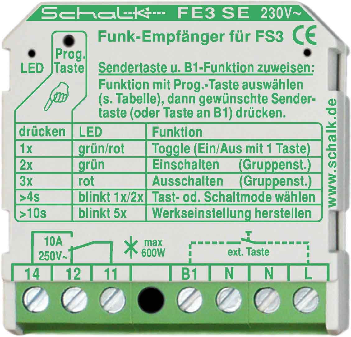 Schalk Funk-Empfängerschalter 1-Kanal UP, 18,5mm FE3 SE (230V AC)