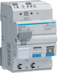 Hager Fehlerlichtbogen-Schutz 1P+N 6kA B-10A 30mA ARF910D