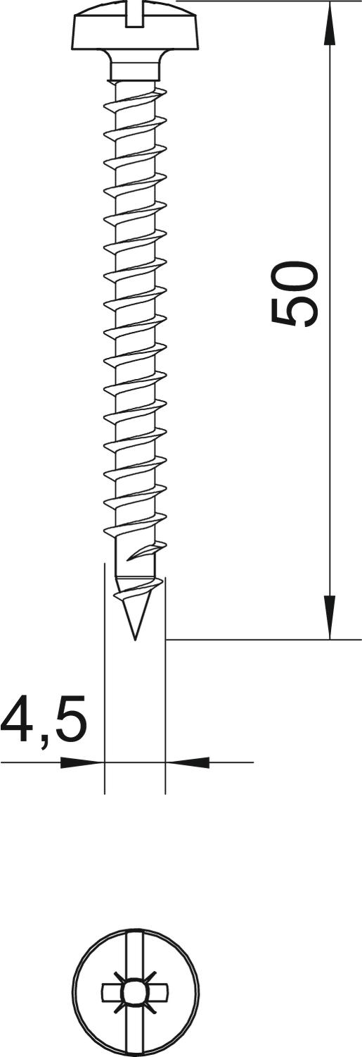 200 STK OBO Bettermann Vertr Golden-Sprintschraube +/- Panhead 4,5x50mm 4758 4.5x50