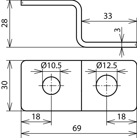 DEHN Endstück Z-Form mit 2 Bohrungen ES ZF 2XB18 V2A