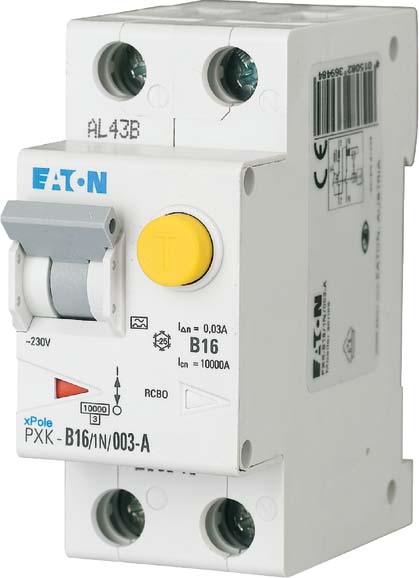 Eaton FI/LS-Kombischalter B 16A 1p+N, 30mA PXK-B16/1N/003-A