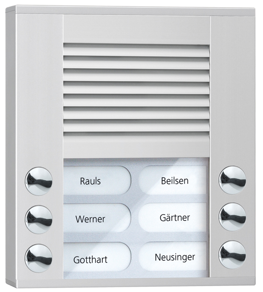 TCS Tür Control Audioaußenstation 2-reihig 6 Tasten AP silber PES06-EN/04