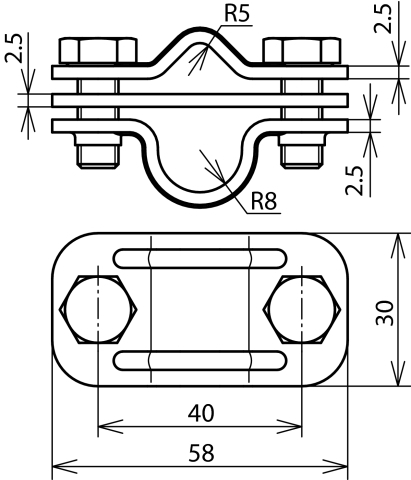 DEHN UNI-Trennklemme NIRO m.Platte f.Rd8-10/16 UTK 8.10 16 ZP V2A