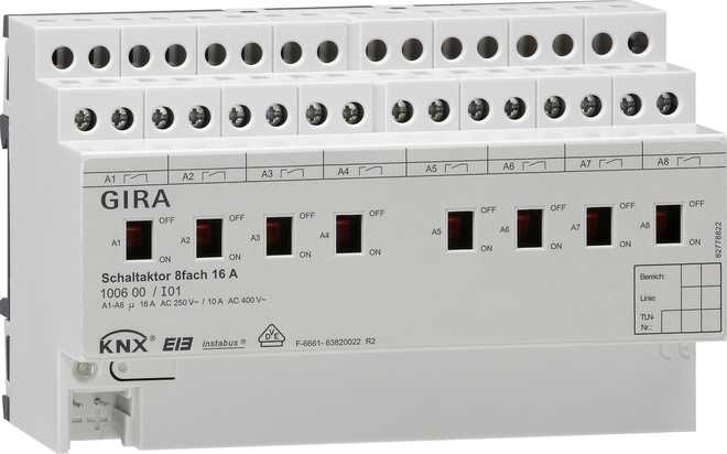 Gira Schaltaktor 8fach 16A REG 100600