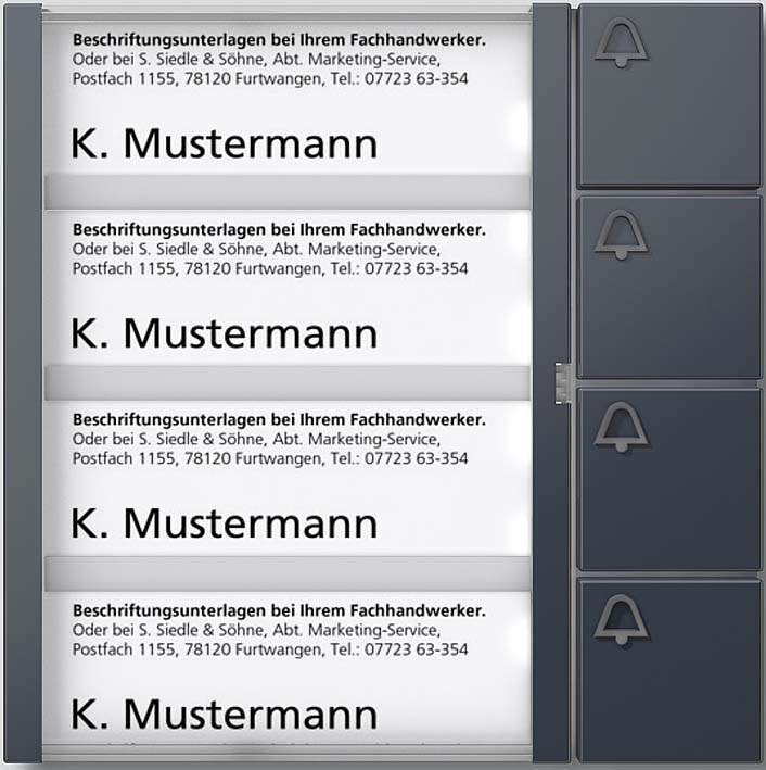 Siedle&Söhne Bus-Tasten-Modul anthrazitgrau BTM 650-04 AG