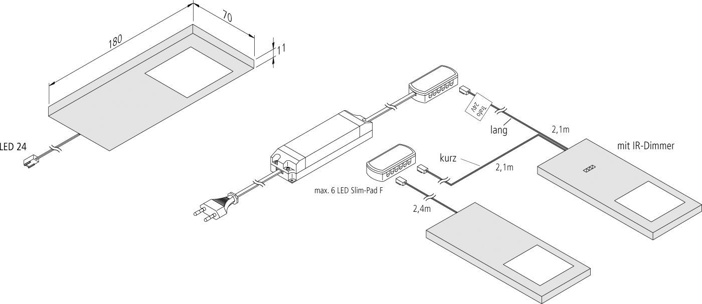 Hera LED Slim-Pad F ww edelstahloptik 61001690208