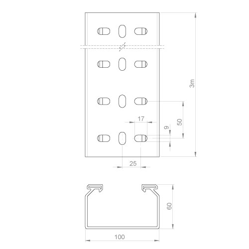 Unex Kabelbahn gelocht lgr 60x100 66100