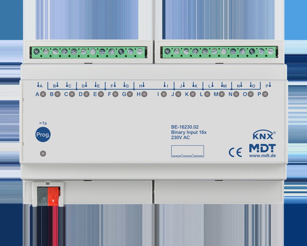 MDT technologies Binäreingang 16-fach 8TE REG, 230VAC BE-16230.02