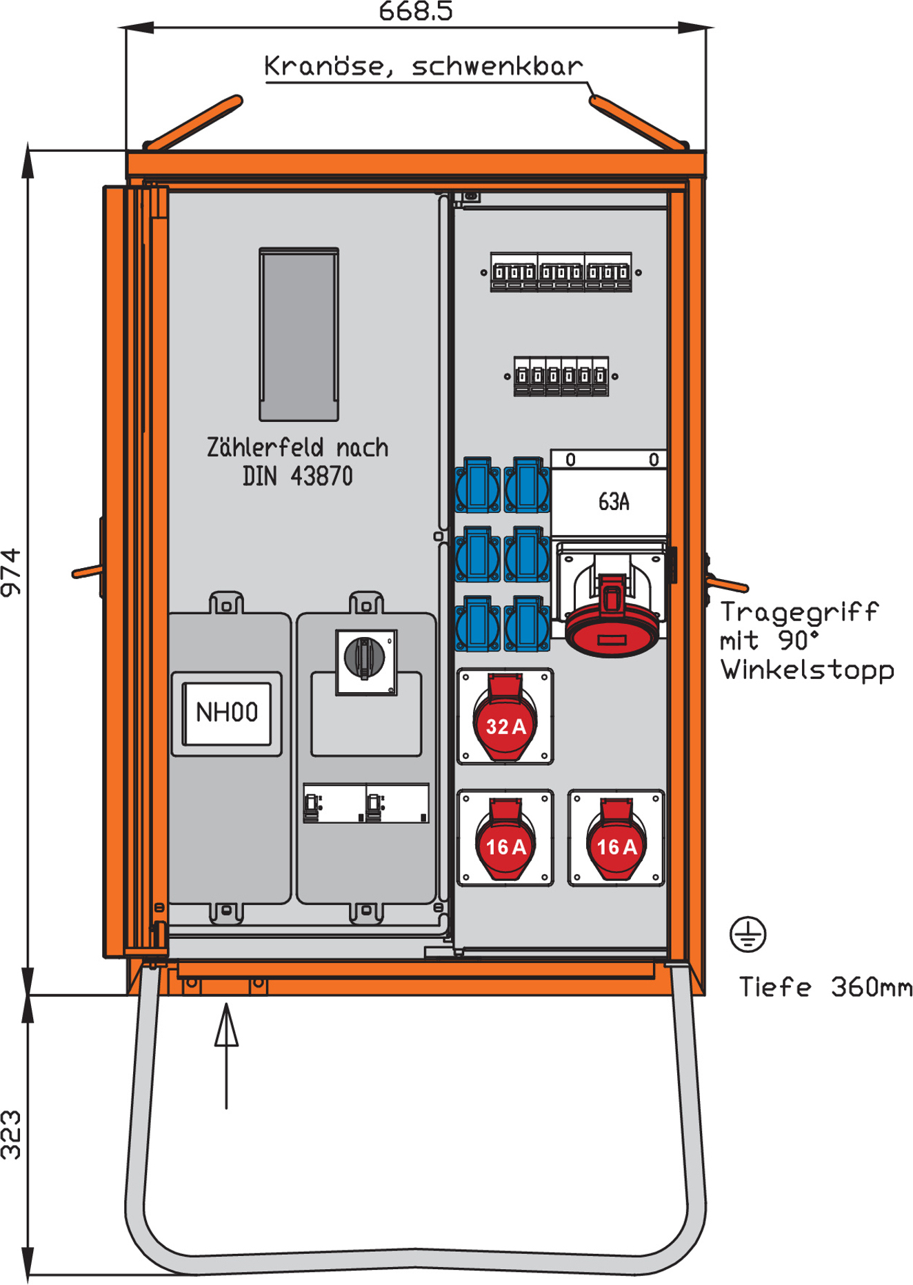 Walther Werke Anschlussverteilerschrank 44kVA m.Zählerplatz WAV0170BR1