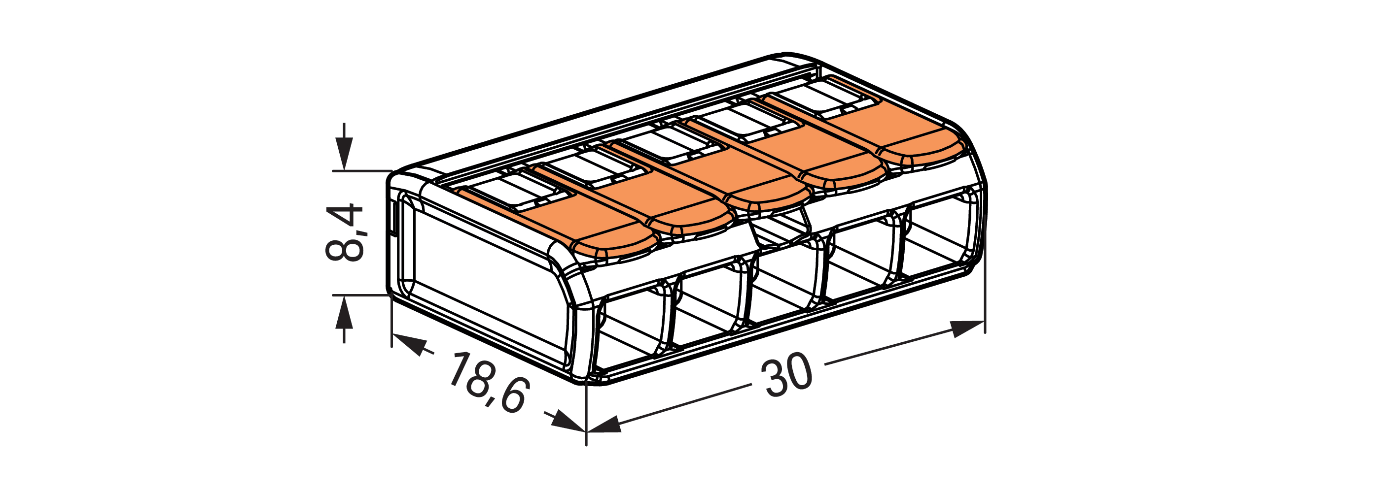 25 STK WAGO GmbH & Co. KG Compact-Verbindungsklemme 5-Leiter bis 4qmm 221-415