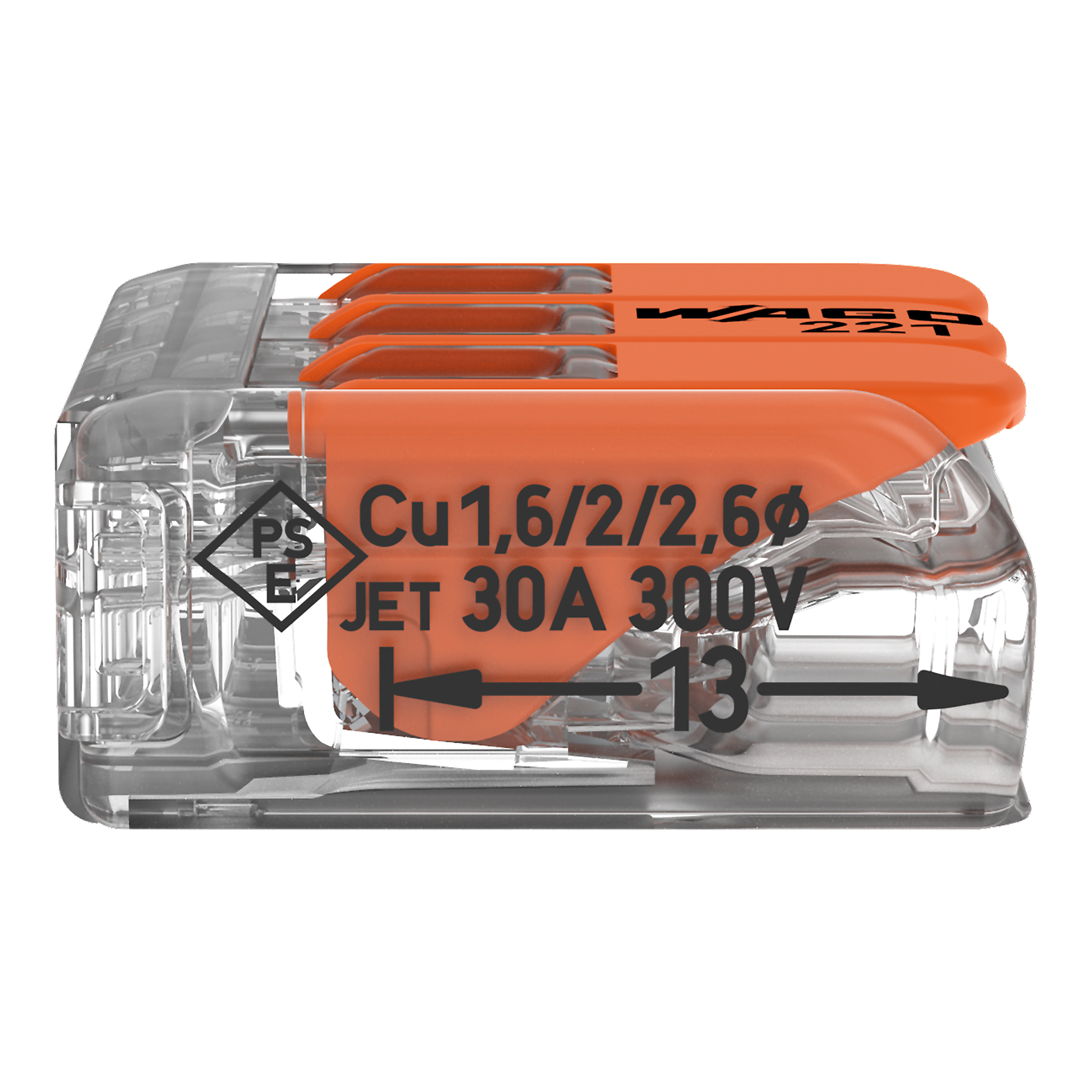 30 STK WAGO GmbH & Co. KG Compact-Verbindungsklemme 3-Leiter bis 6qmm 221-613
