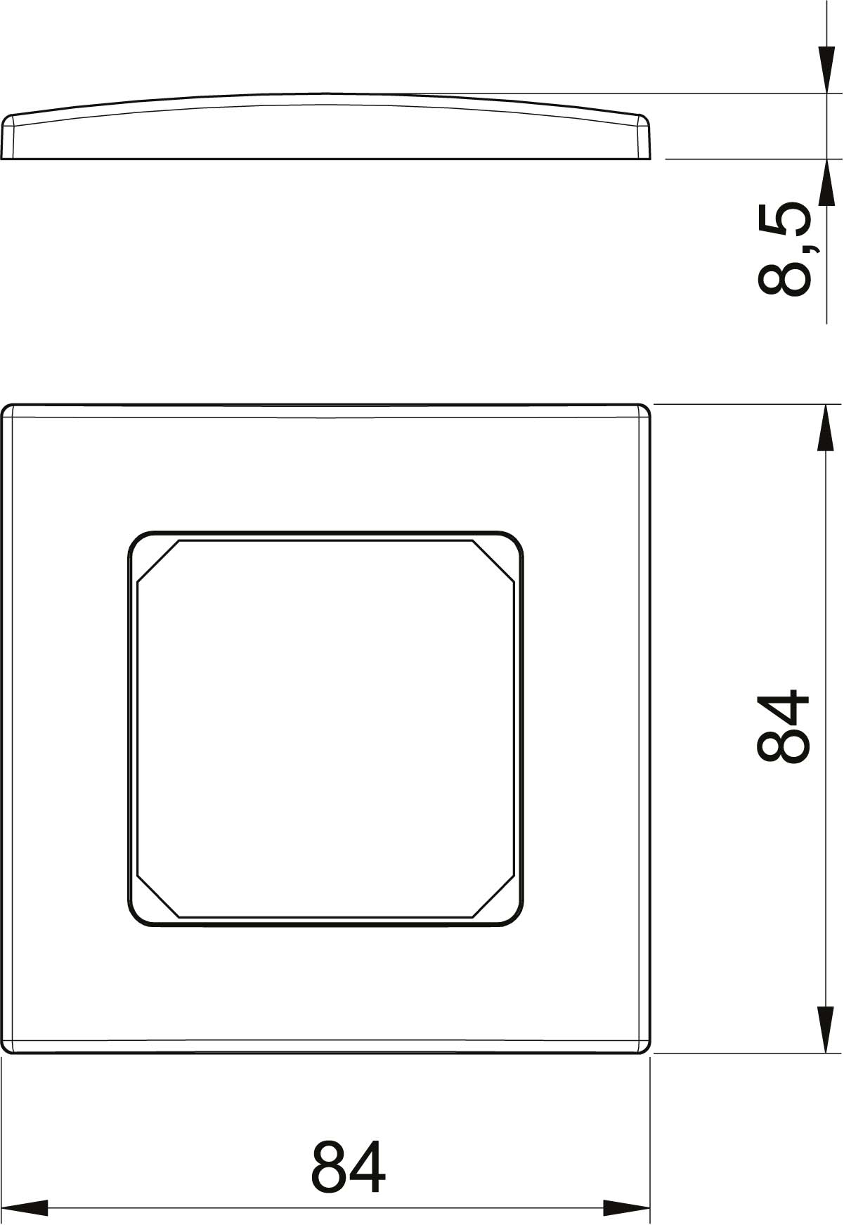 OBO Bettermann Vertr Abdeckrahmen 1fach 84x84mm rws AR50-F1 RW