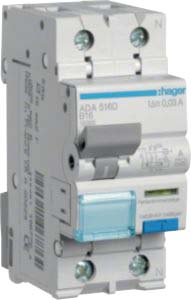 Hager FI/LS-Schalter 1P+N 10kA B-16A 30mA ADA516D