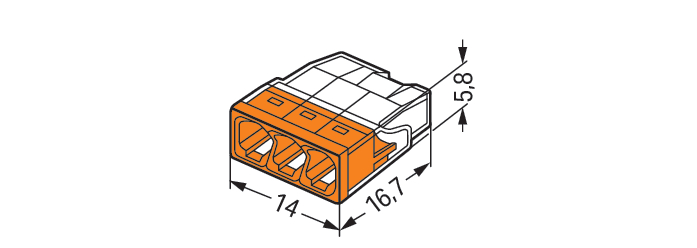 100 STK WAGO GmbH & Co. KG Verbindungsdosenklemme 3x 0.5-2.5 orange 2273-203