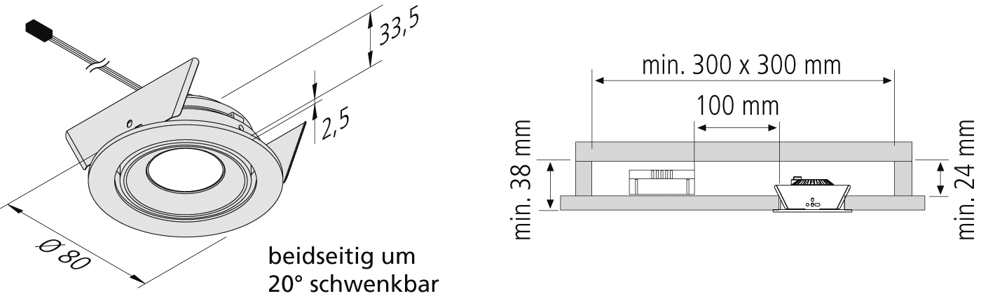 Hera LED-Einbauleuchte weiß schwenkbar 20202750101 EEK G (Spektrum A bis G )