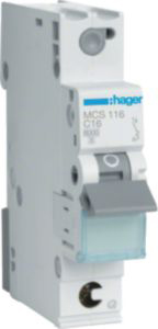 Hager Leitungsschutzschalter 1p. C-16A 6kA 1M QC MCS116