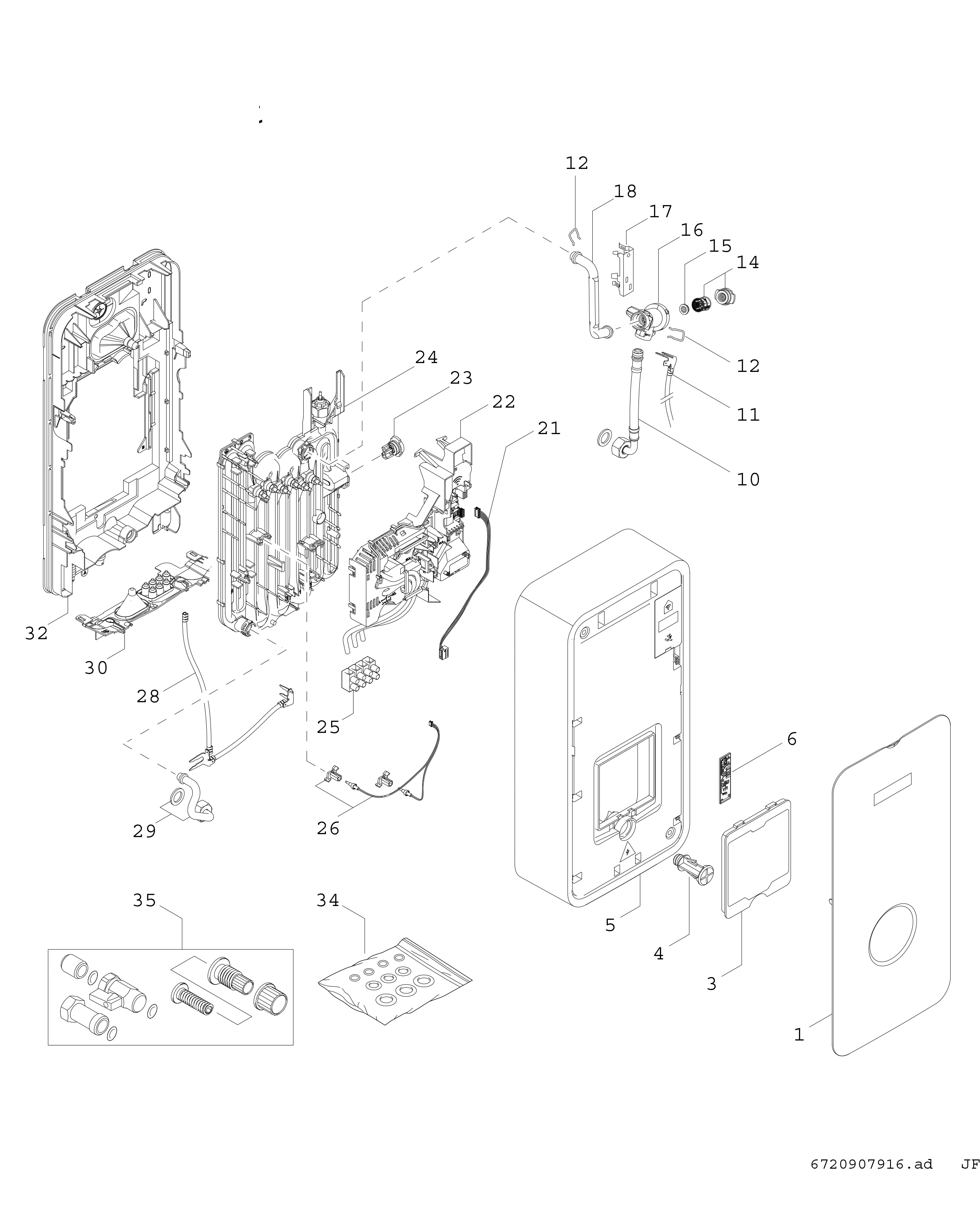 Bosch Thermotechnik Durchlauferhitzer 21kW, 484x236x106 TR400115/18/21EB