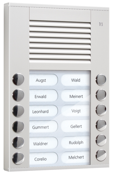 TCS Tür Control Audioaußenstation 2-reihig 12 Tasten AP silber PES12-EN/04