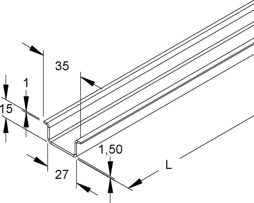 2 M Niedax Tragschiene 2934/2 GO
