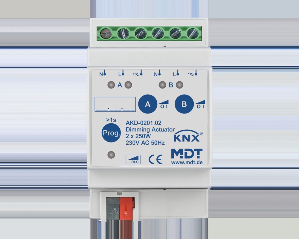 MDT technologies Dimmaktor 2-fach 3TE REG 250W, 230VAC AKD-0201.02