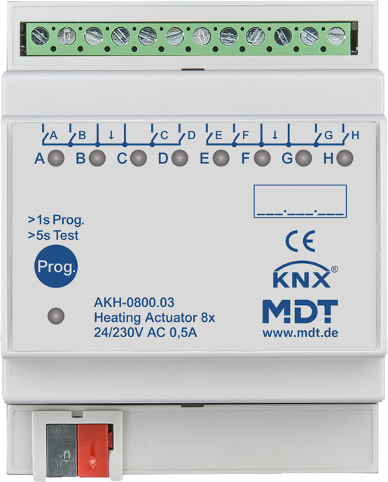 MDT technologies Heizungsaktor 8-fach 4TE REG, 24-230VAC AKH-0800.03