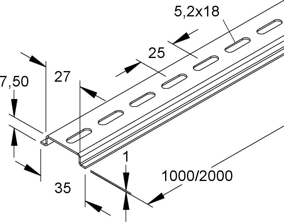 Kleinhuis Tragschiene gelocht 536LO/1