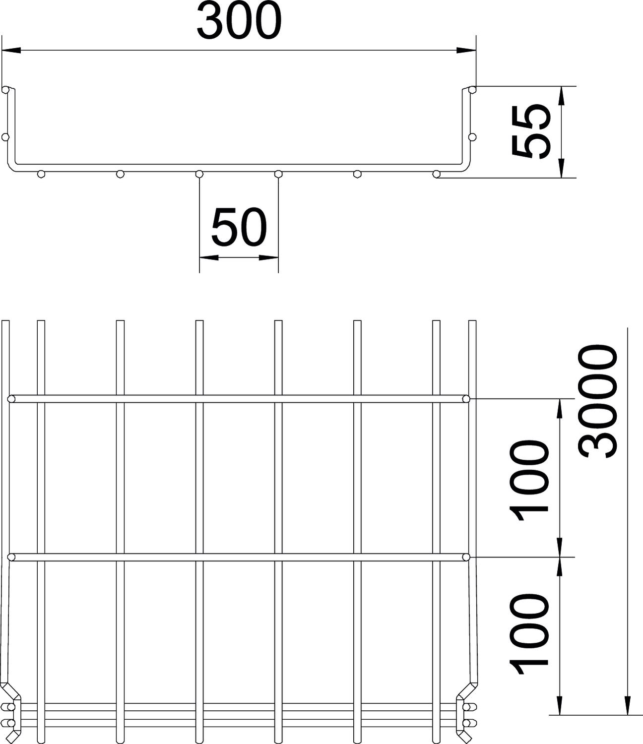 3 M OBO Bettermann Vertr Gitterkabelrinne 55x300x3000mm GRM 55 300 G