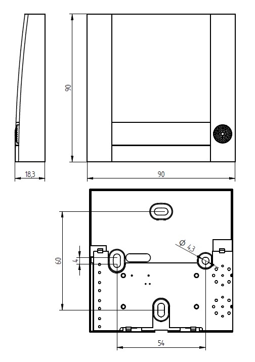 Grothe Klingeltaster 1fach 90x90x18,5mm, sil/sw DOMOLUX SIM/SW