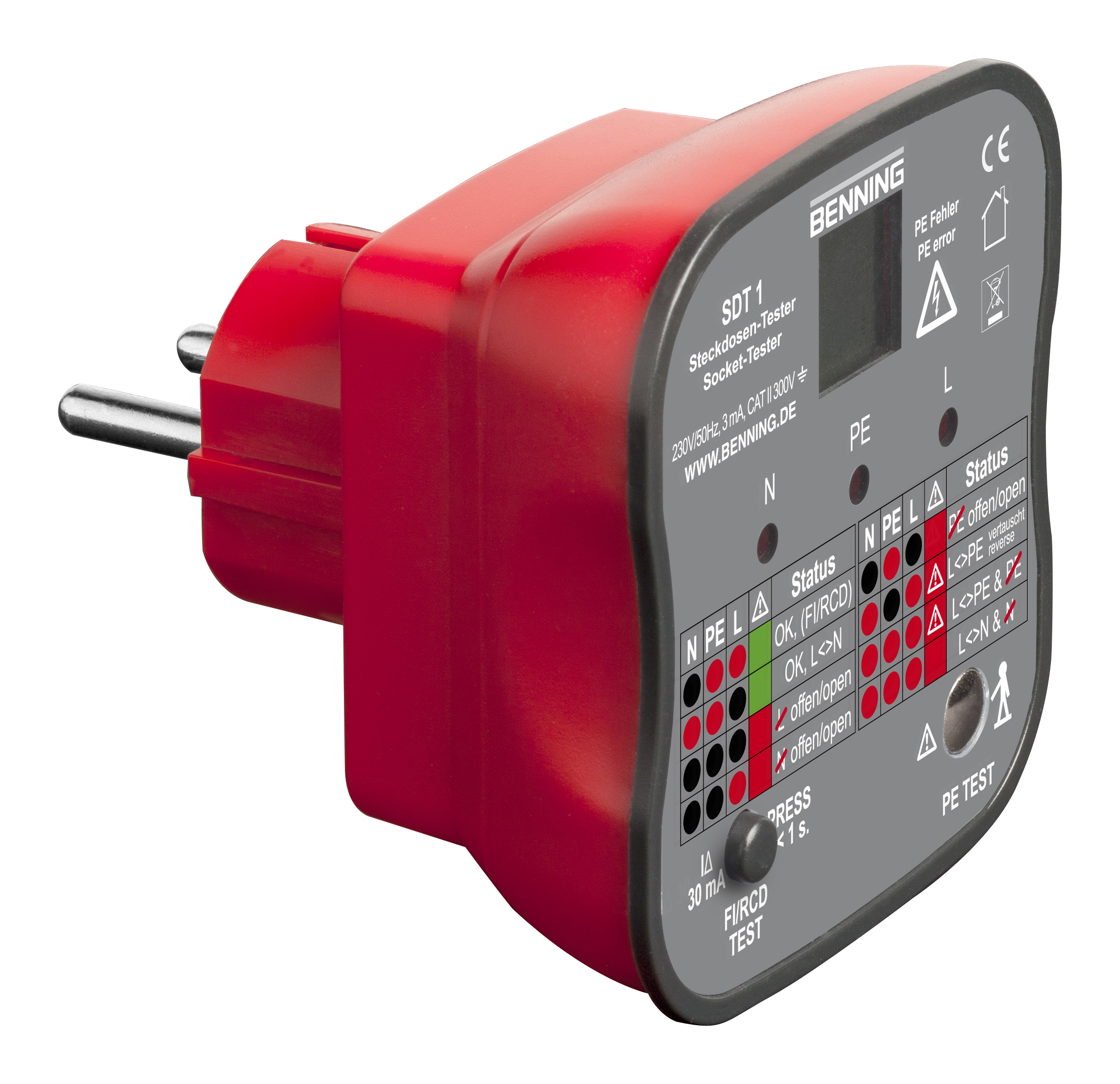 Benning Steckdosentester mit Fingerkontakt SDT 1
