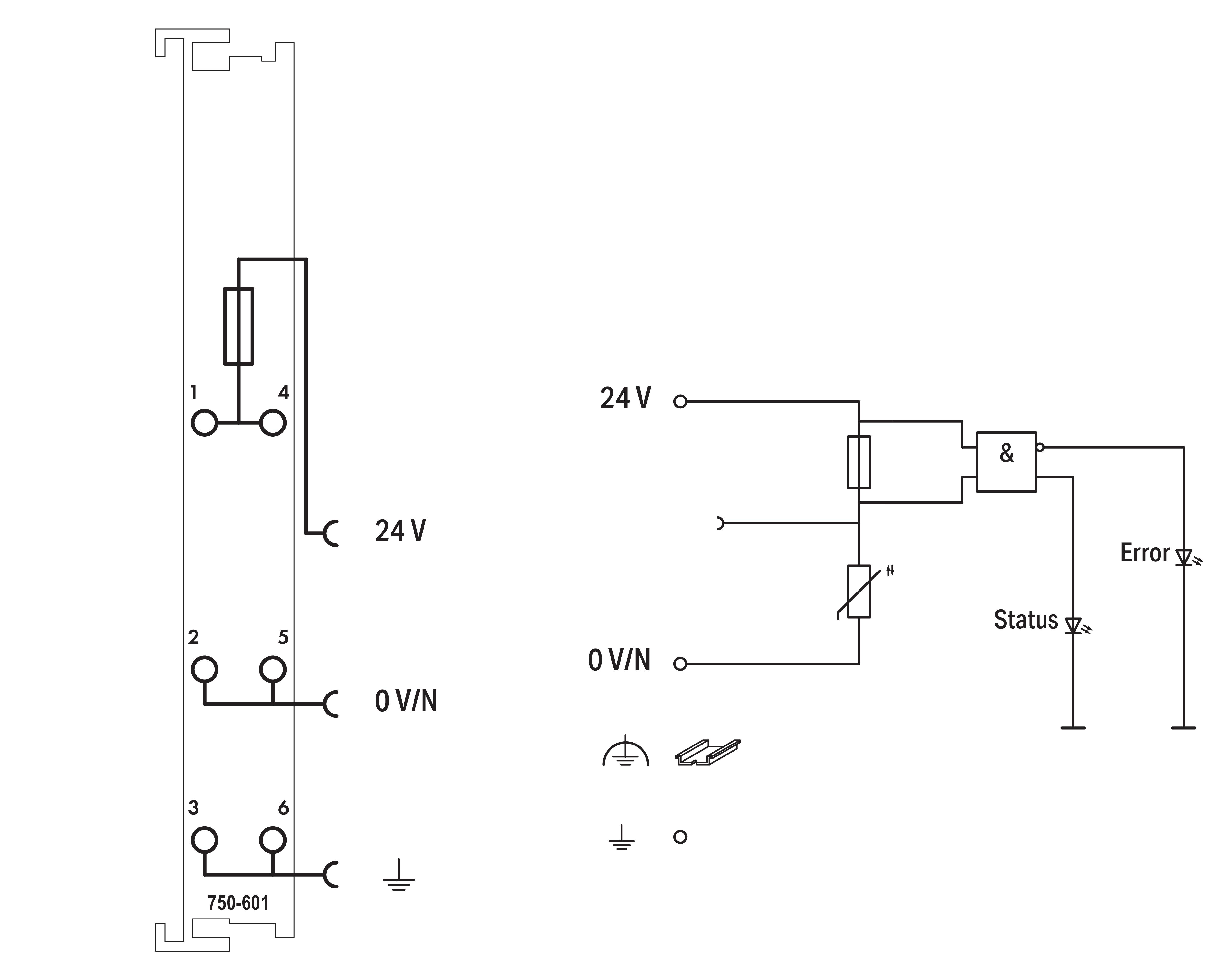 WAGO GmbH & Co. KG Potentialeinspeisung DC24V m.Sicherungsh. 750-601