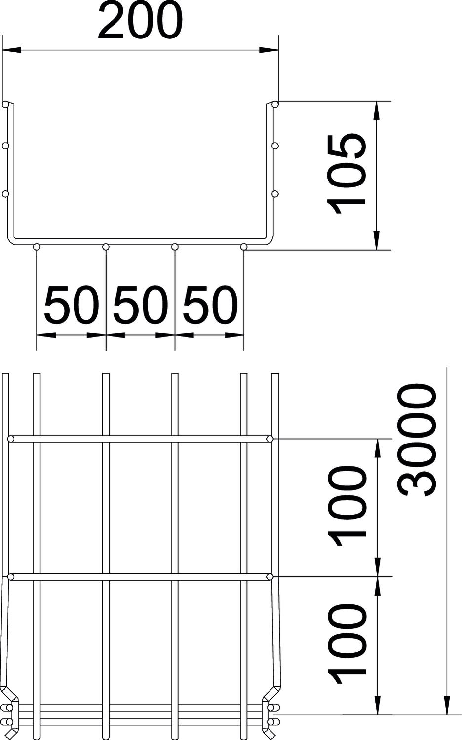 3 M OBO Bettermann Vertr Gitterkabelrinne 105x200x3000mm GRM 105 200 G